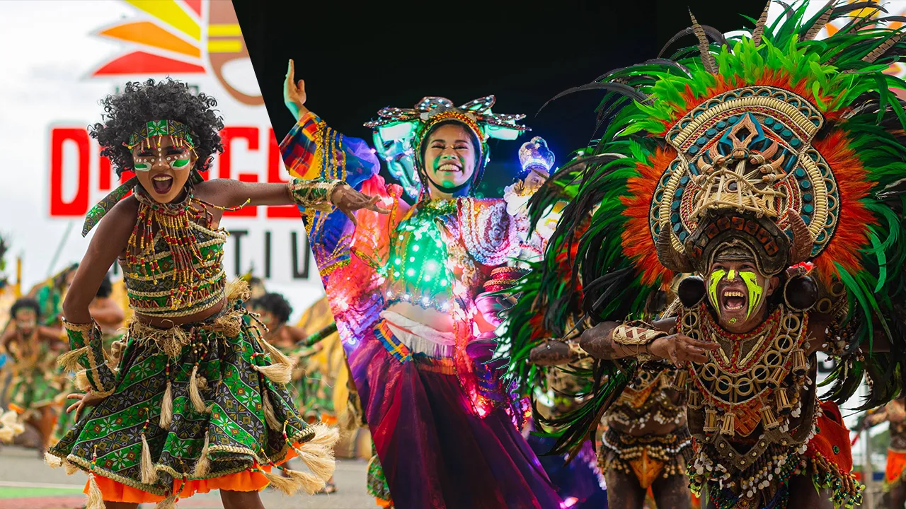 Colorful street dancers performing at the Dinagyang Festival in Iloilo, Philippines, celebrating the vibrant culture and history of the region.